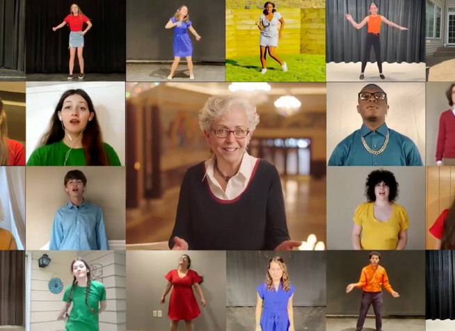 Gina Vernaci surrounded by Dazzle Awards Students